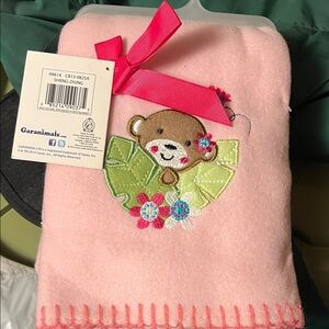 Garanimals Pink Bib with Bear and Floral Design